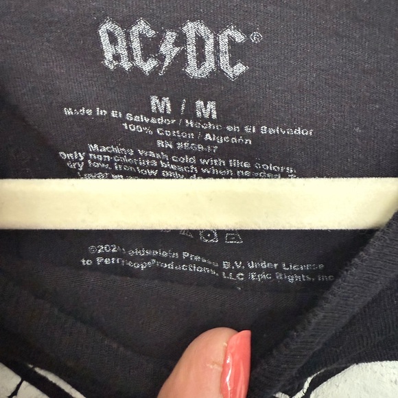AC/DC Black Cotton Tee with White Logo 100% Cotton - Picture 4 of 5